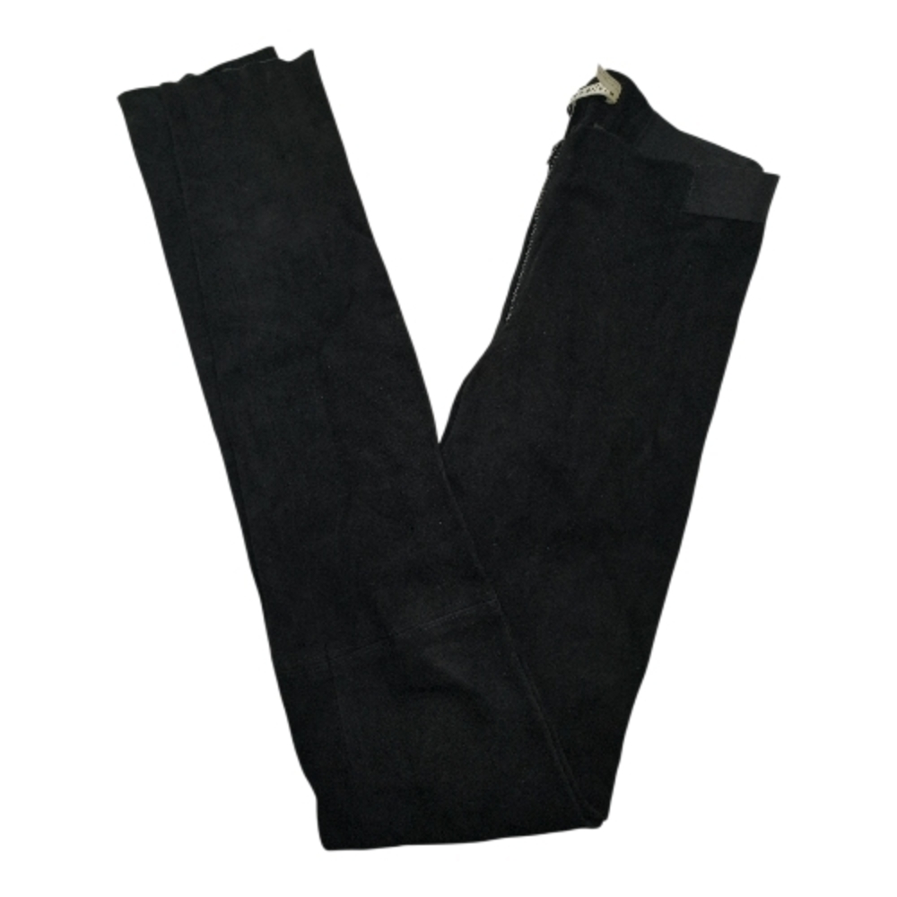 Alice & Olivia Black Suede Leather Pants Women Slim Fit Elastic Waist Size C